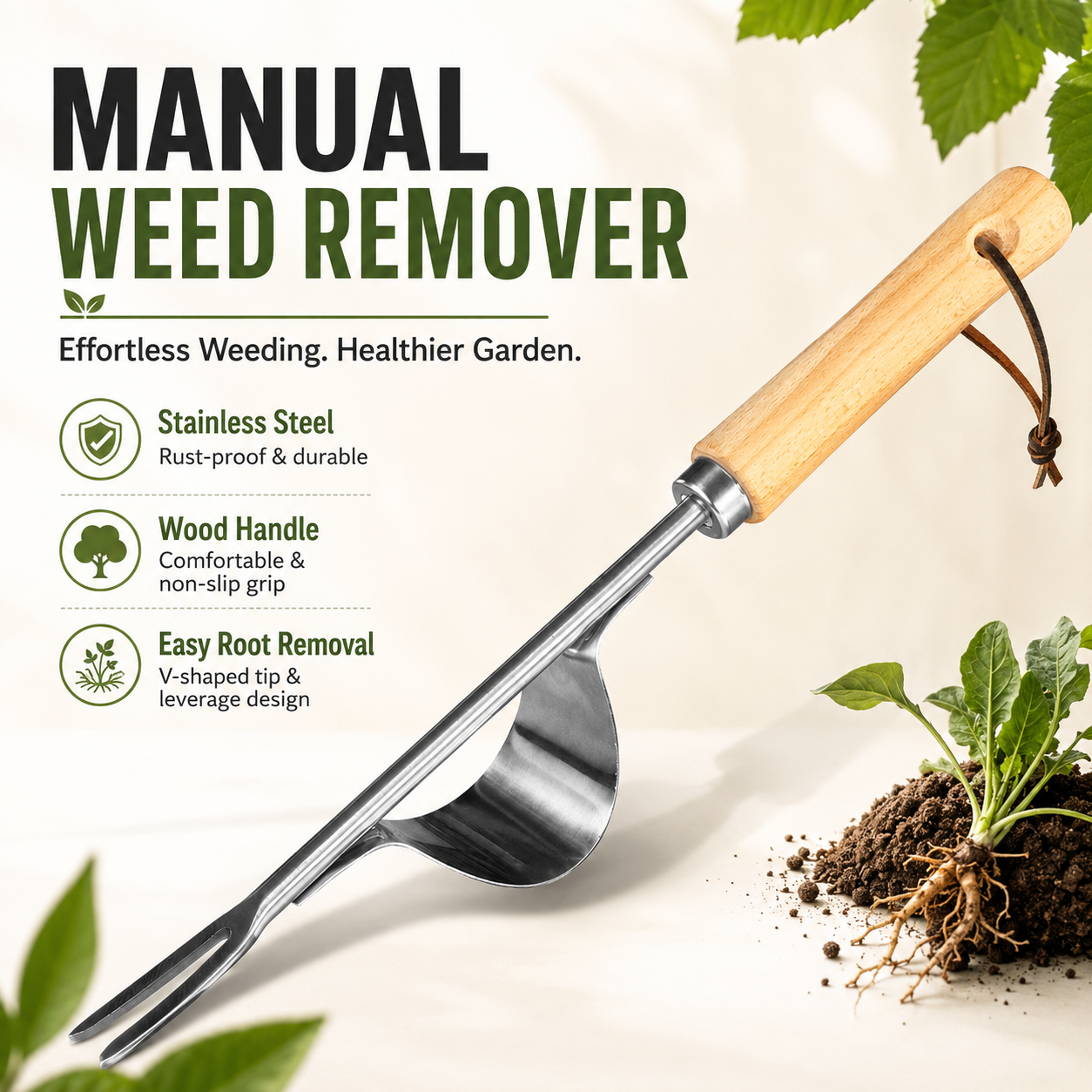 Gardening Tools Spade - Manual Weed Remover, Stainless Steel Spatula