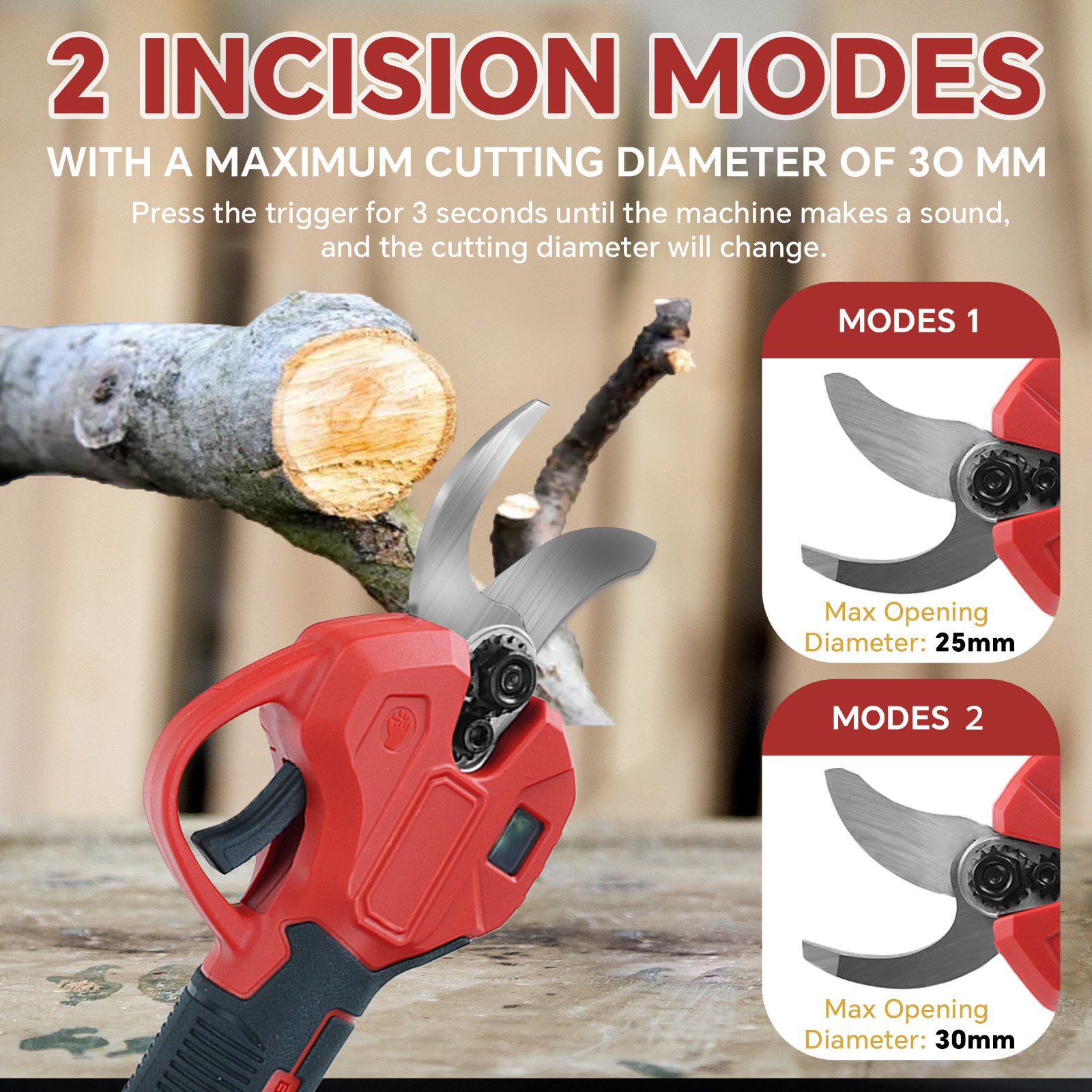 30mm Brushless Electric Prunin - Gardening Tools Spade avaliação e preço