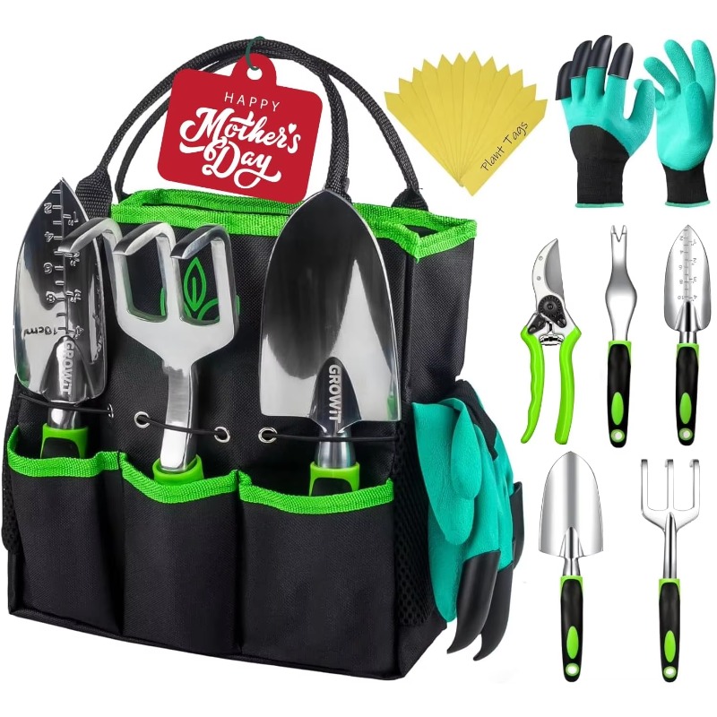 9 Pcs Ergonomic Garden Tool Se - Gardening Tools Bag avaliação e preço