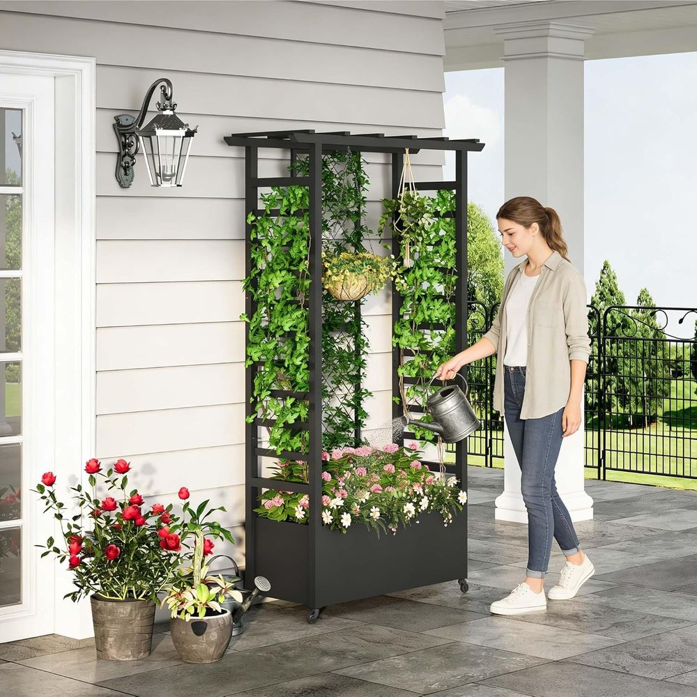 Elevated Garden Bed with Trell - Hanging Planter Basket avaliação e preço